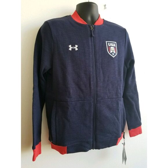 Under Armour Men's UA USA Cold Gear Zip up Jacket United States Of America Patch - Picture 3 of 6